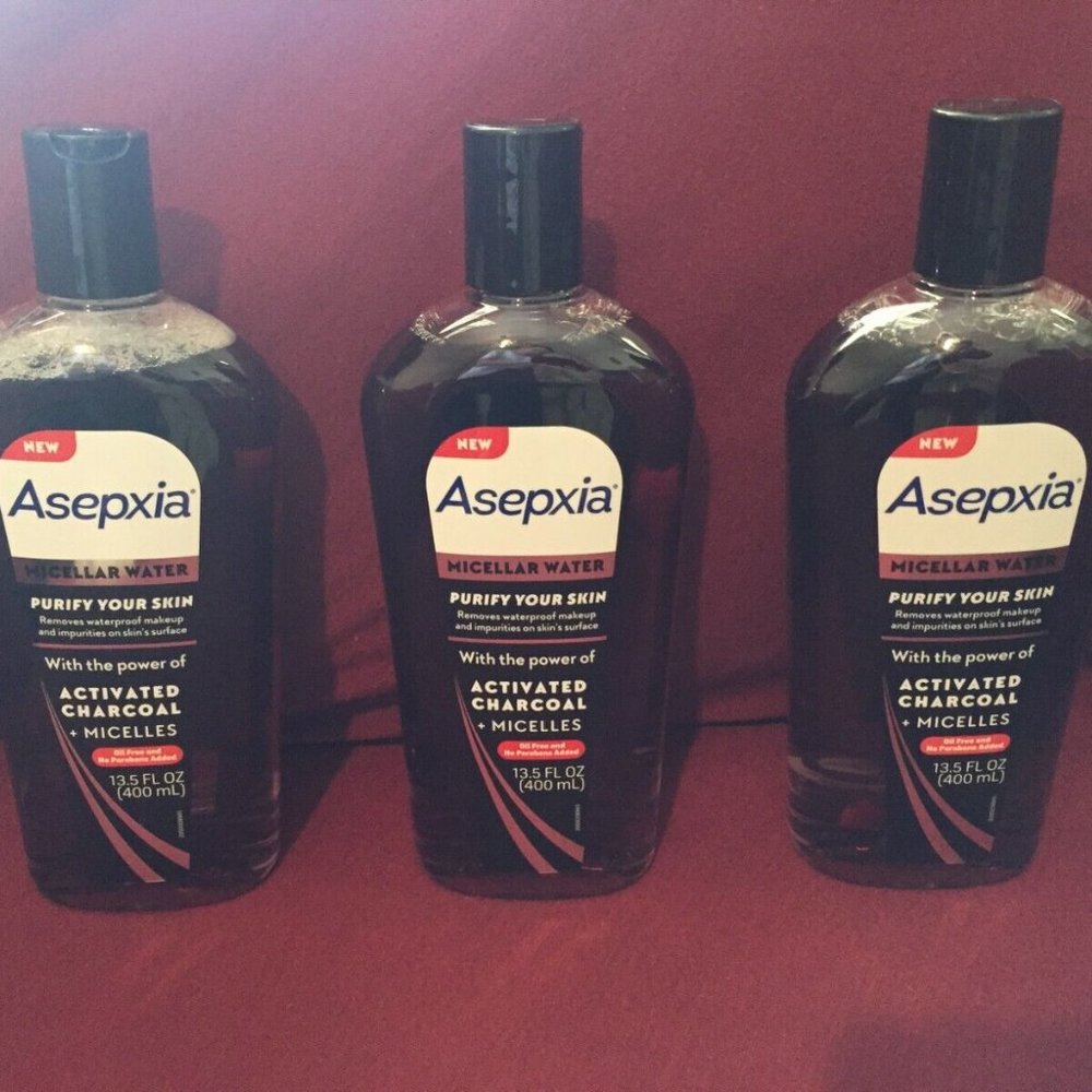 LOT 3 ASEPXIA MICELLAR WATER 13.5 OZ each. ACTIVATED CHARCOIL + MICELLES NEW